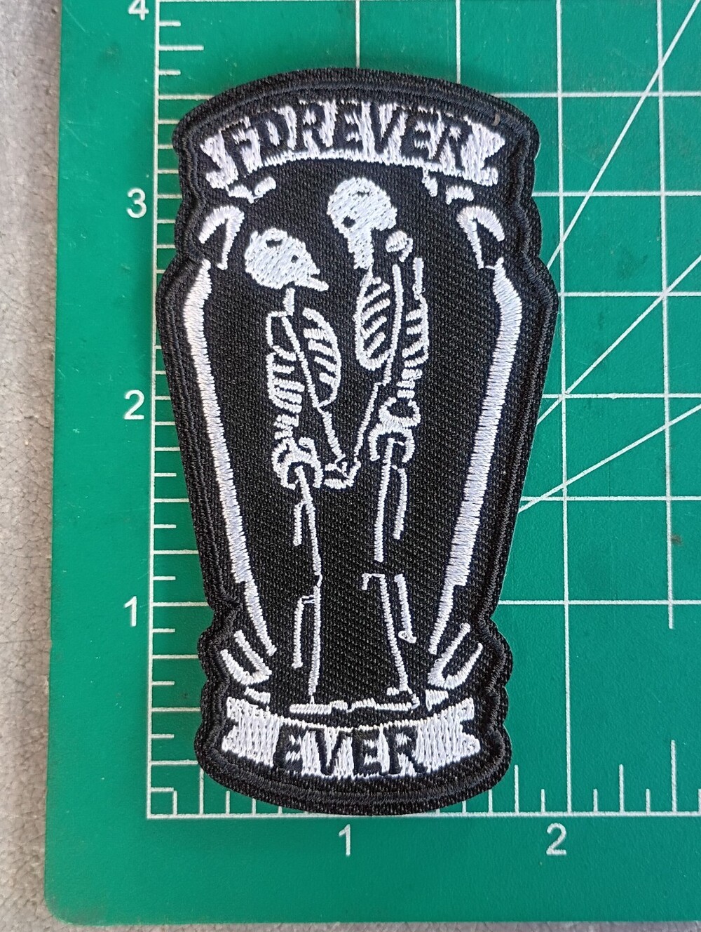 Forever & Ever Skeleton Love Coffin Iron On Embroidered Patch
